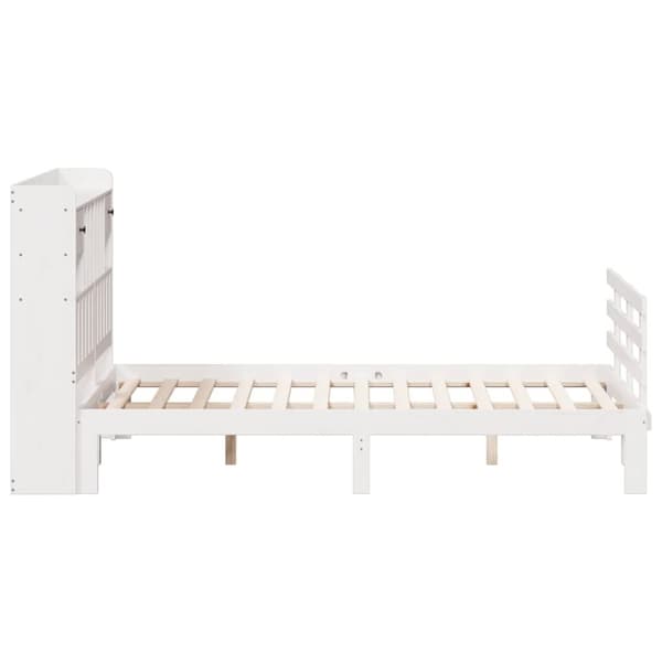 vidaXL Seng med bokhylle uten madrass hvit 140x190 cm heltre furu