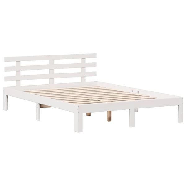 vidaXL Seng med bokhylle uten madrass hvit 140x190 cm heltre furu