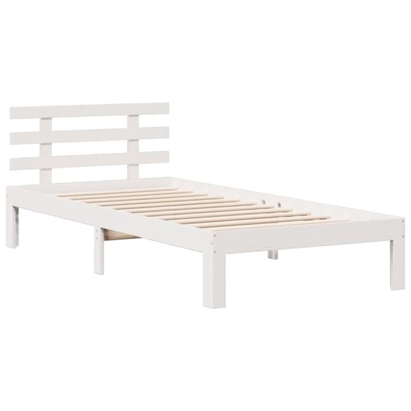 vidaXL Seng med bokhylle uten madrass hvit 100x200 cm heltre furu