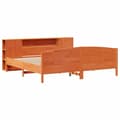 Miniatyrbilde 4 av 11: vidaXL Seng med bokhylle uten madrass voksbrun 180x200 cm heltre furu