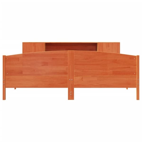 vidaXL Seng med bokhylle uten madrass voksbrun 180x200 cm heltre furu