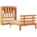 Miniatyrbilde 4 av 11: vidaXL Seng med bokhylle uten madrass voksbrun 75x190 cm heltre furu