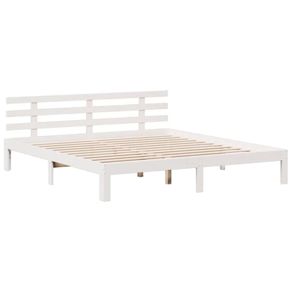 vidaXL Säng med bokhylla utan madrass vit 180x200cm massiv furu