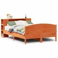 Miniatyrbilde 3 av 11: vidaXL Seng med bokhylle uten madrass voksbrun 135x190 cm heltre furu