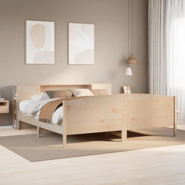 vidaXL seng med reol uden madras 200x200 cm massivt fyrretræ