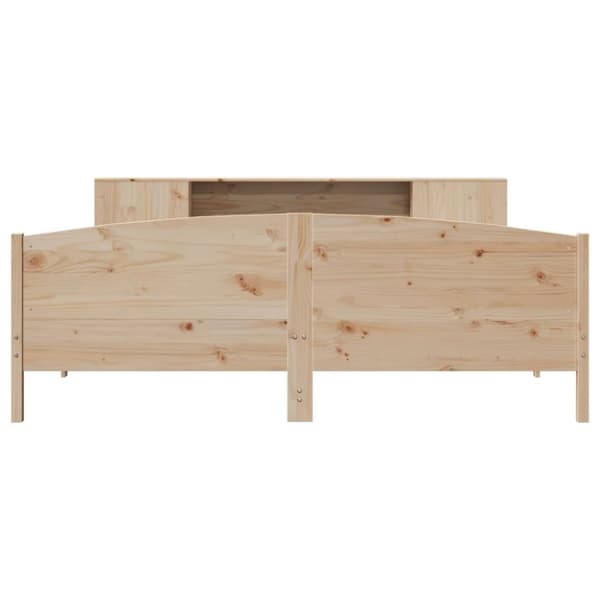 vidaXL Säng med bokhylla utan madrass 200x200cm massiv furu