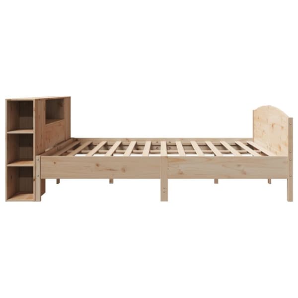 vidaXL Säng med bokhylla utan madrass 200x200cm massiv furu