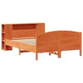 Miniatyrbilde 4 av 11: vidaXL Seng med bokhylle uten madrass voksbrun 160x200 cm heltre furu
