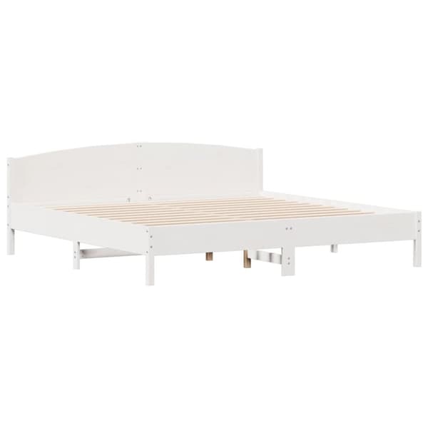 vidaXL Seng med bokhylle uten madrass hvit 200x200 cm heltre furu