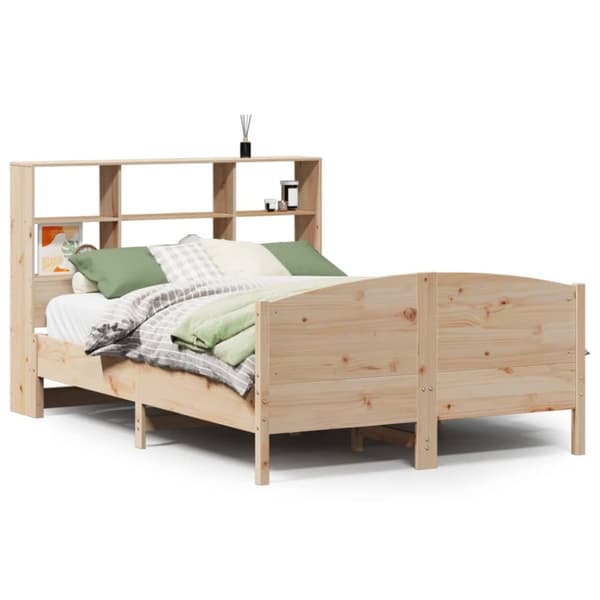 vidaXL Seng med bokhylle uten madrass 120x190 cm heltre furu