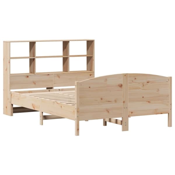 vidaXL Seng med bokhylle uten madrass 120x190 cm heltre furu
