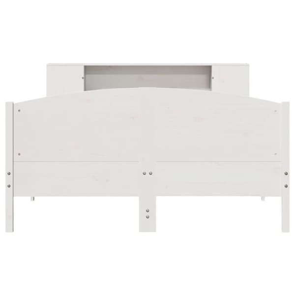vidaXL Seng med bokhylle uten madrass hvit 140x190 cm heltre furu
