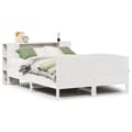 Miniatyrbilde 3 av 11: vidaXL Seng med bokhylle uten madrass hvit 140x200 cm heltre furu