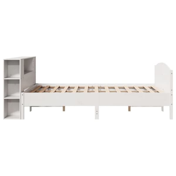 vidaXL Seng med bokhylle uten madrass hvit 140x200 cm heltre furu