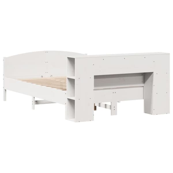 vidaXL Seng med bokhylle uten madrass hvit 140x200 cm heltre furu