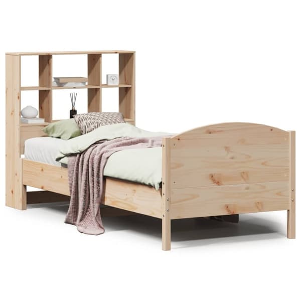 vidaXL Seng med bokhylle uten madrass 75x190 cm heltre furu