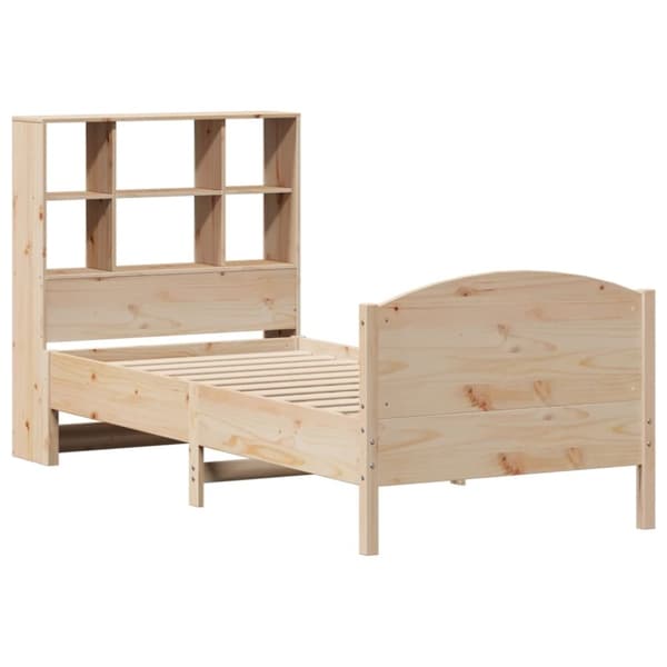vidaXL Seng med bokhylle uten madrass 75x190 cm heltre furu