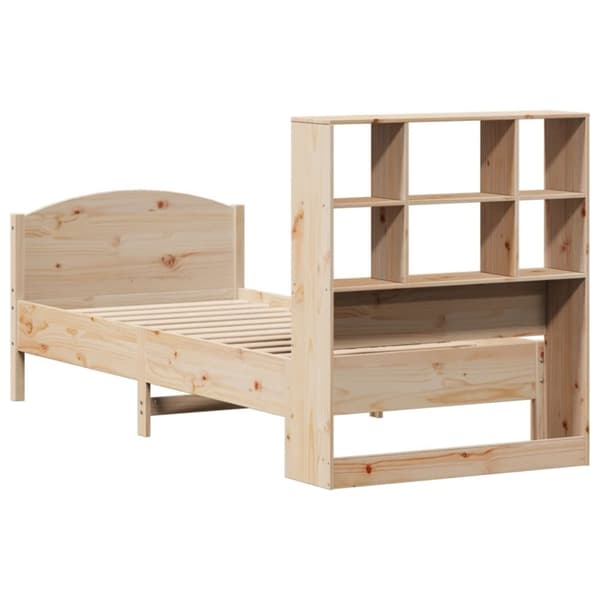 vidaXL Seng med bokhylle uten madrass 75x190 cm heltre furu