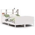 Miniatyrbilde 3 av 11: vidaXL Seng med bokhylle uten madrass hvit 150x200 cm heltre furu