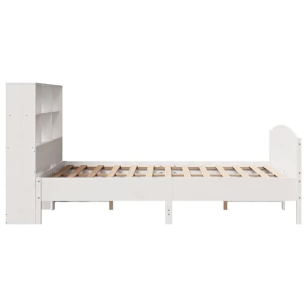 vidaXL Seng med bokhylle uten madrass hvit 150x200 cm heltre furu