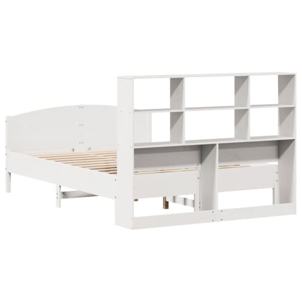 vidaXL Seng med bokhylle uten madrass hvit 150x200 cm heltre furu