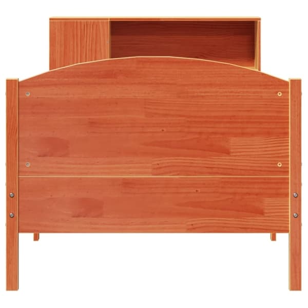 vidaXL Sänky/kirjahylly ilman patjaa vahanruskea 75x190 cm täysi mänty
