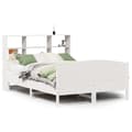 Miniatyrbilde 3 av 11: vidaXL Seng med bokhylle uten madrass hvit 140x190 cm heltre furu