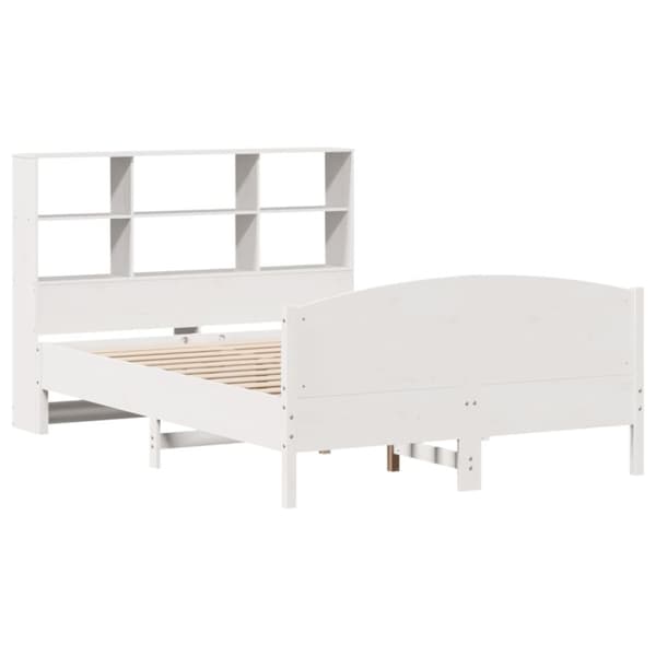 vidaXL Seng med bokhylle uten madrass hvit 140x190 cm heltre furu