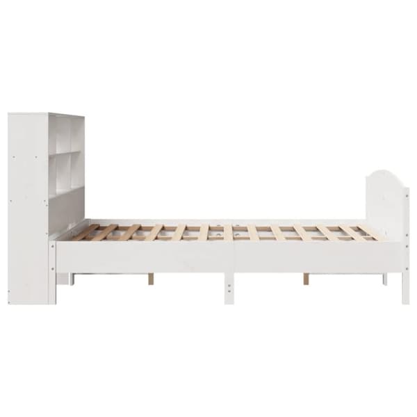 vidaXL Seng med bokhylle uten madrass hvit 140x190 cm heltre furu