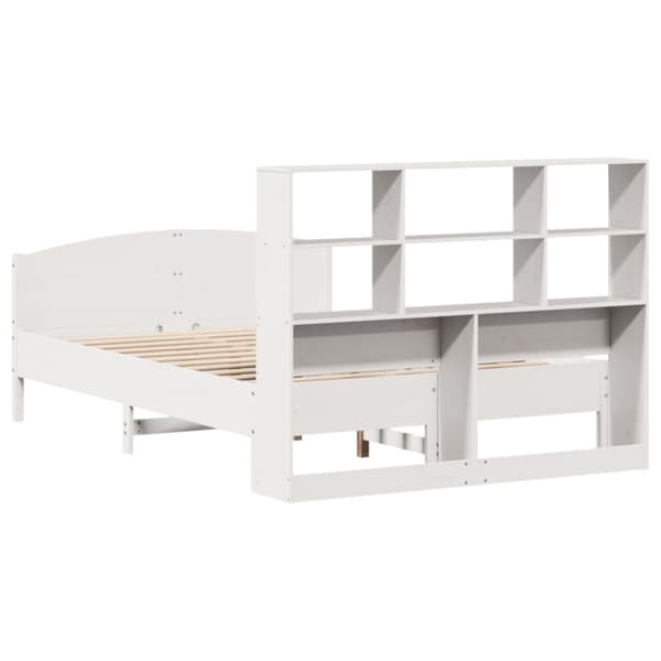 vidaXL Seng med bokhylle uten madrass hvit 140x190 cm heltre furu
