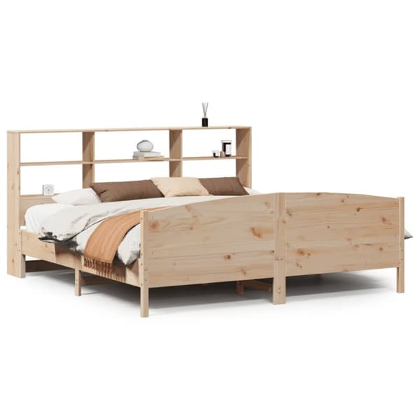 vidaXL Seng med bokhylle uten madrass 180x200 cm heltre furu