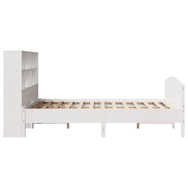 vidaXL Seng med bokhylle uten madrass hvit 120x190 cm heltre furu