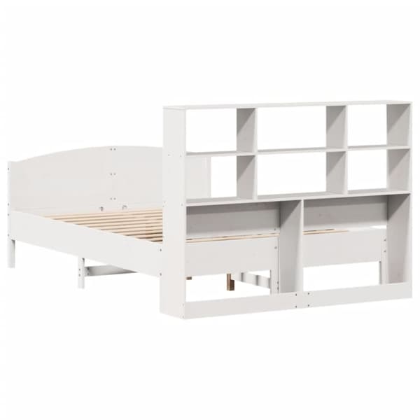 vidaXL Seng med bokhylle uten madrass hvit 120x190 cm heltre furu