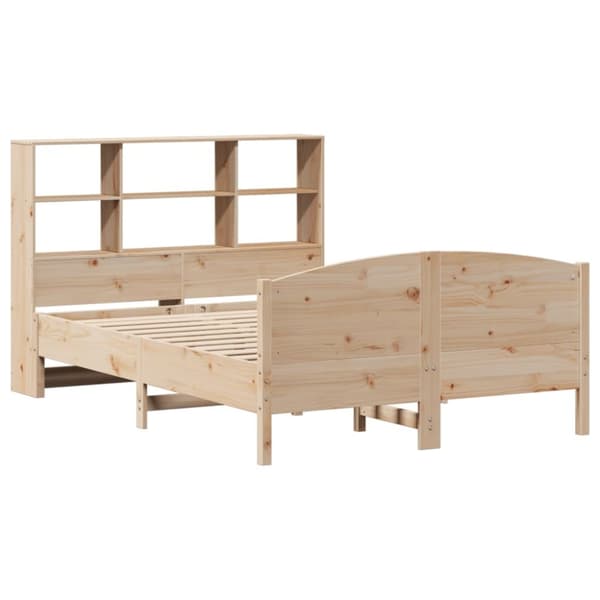 vidaXL Säng med bokhylla utan madrass 150x200cm massiv furu