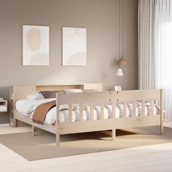 vidaXL seng med reol uden madras 180x200 cm massivt fyrretræ