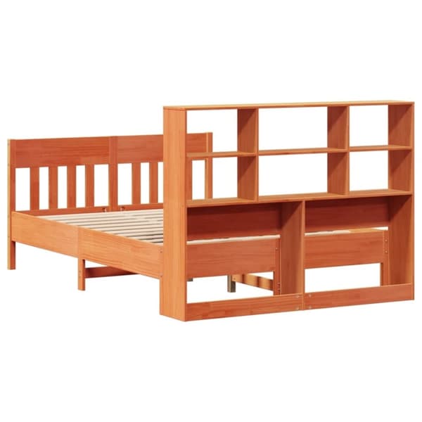 vidaXL sengeramme uden madras 120x190 cm massivt fyrretræ gyldenbrun