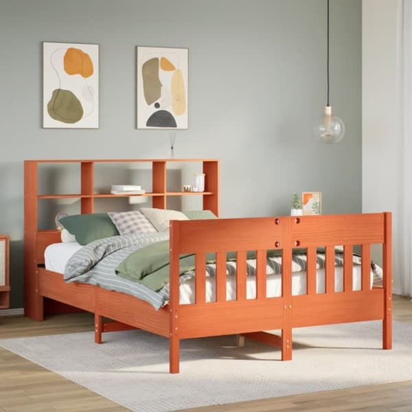vidaXL sengeramme uden madras 120x190 cm massivt fyrretræ gyldenbrun