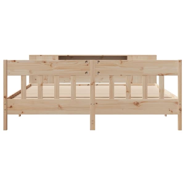 vidaXL Seng med bokhylle uten madrass 180x200 cm heltre furu