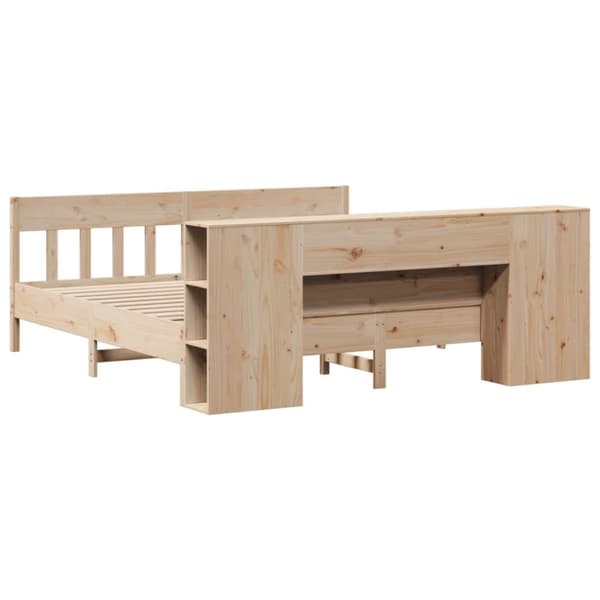 vidaXL Seng med bokhylle uten madrass 180x200 cm heltre furu