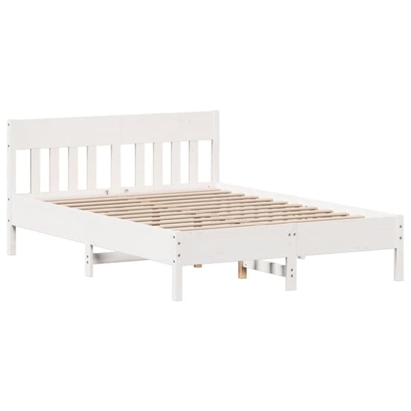 vidaXL Seng med bokhylle uten madrass hvit 150x200 cm heltre furu