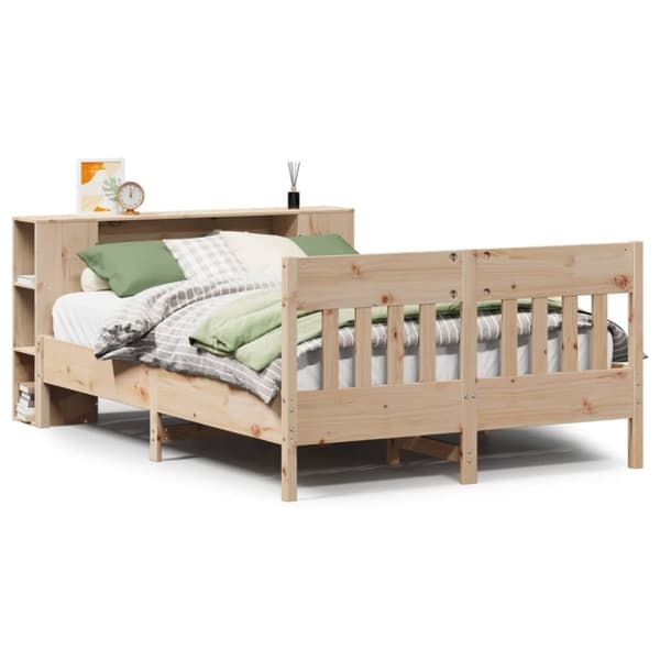 vidaXL Seng med bokhylle uten madrass 140x190 cm heltre furu