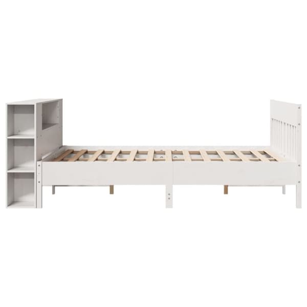 vidaXL Seng med bokhylle uten madrass hvit 140x190 cm heltre furu