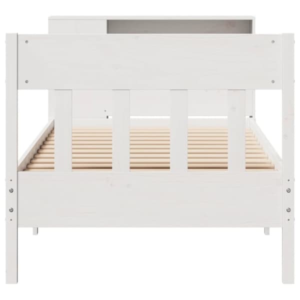 vidaXL Seng med bokhylle uten madrass hvit 100x200 cm heltre furu
