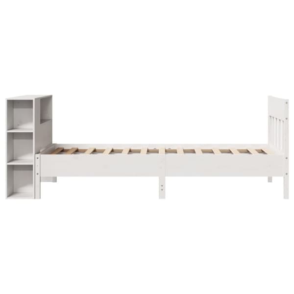 vidaXL Seng med bokhylle uten madrass hvit 100x200 cm heltre furu