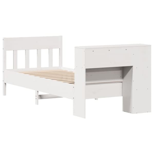 vidaXL Seng med bokhylle uten madrass hvit 100x200 cm heltre furu