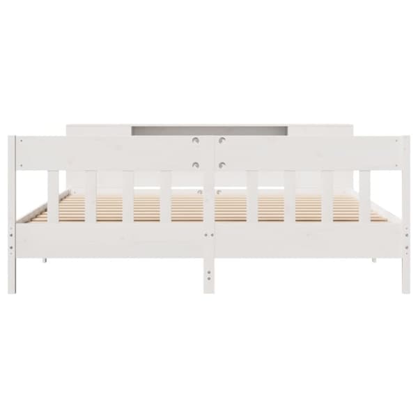 vidaXL Seng med bokhylle uten madrass hvit 200x200 cm heltre furu
