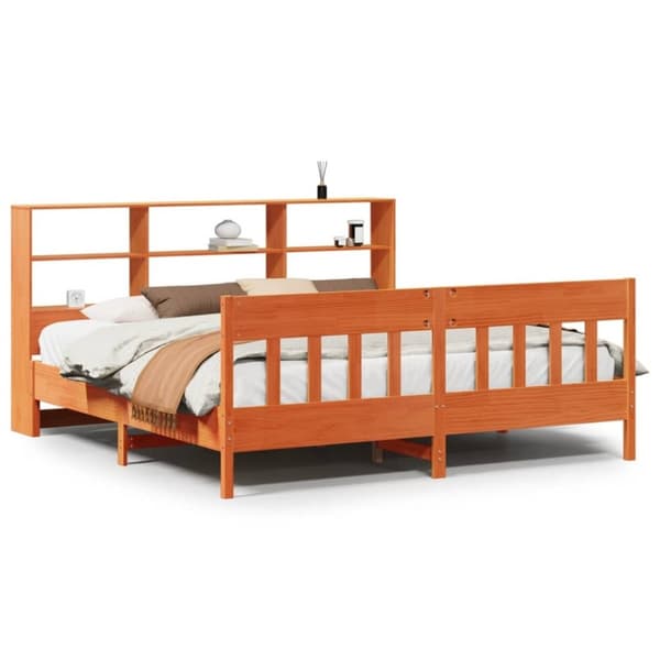 vidaXL sengeramme uden madras 180x200 cm massivt fyrretræ gyldenbrun