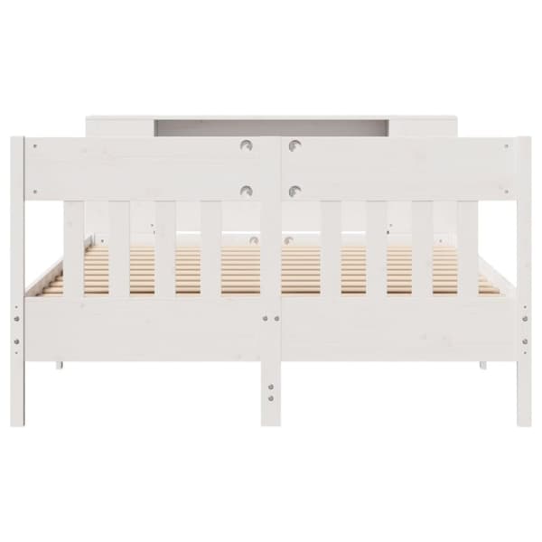 vidaXL Seng med bokhylle uten madrass hvit 140x200 cm heltre furu