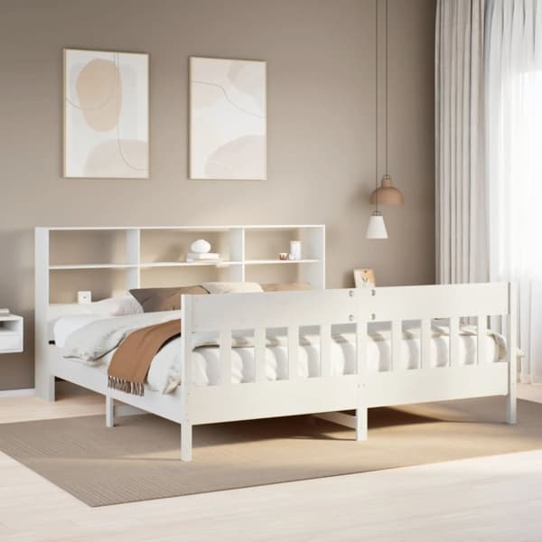 vidaXL sengeramme uden madras 180x200 cm massivt fyrretræ hvid