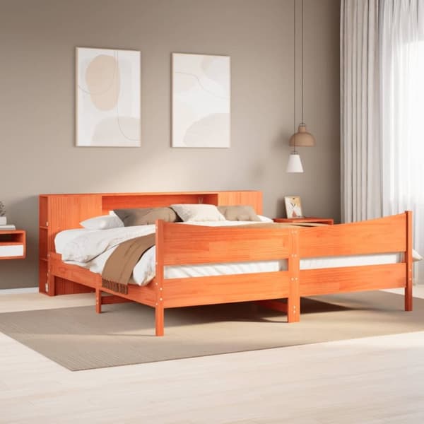 vidaXL sengeramme uden madras 180x200 cm massivt fyrretræ gyldenbrun
